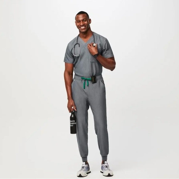 Figs Scrubs Pants Jogger Men’s Graphite Gray with Green Drawstring Size XXL - Picture 3 of 10